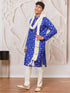 Men's Royal Blue Silk Blend Kurta,Pant And Dupatta Set